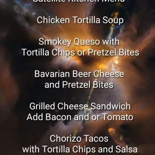 the menu for the restaurant