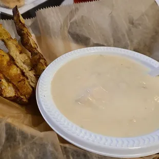 Chicken Velvet Soup with toast points