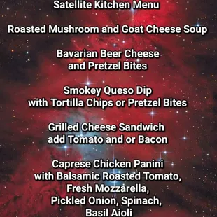 a list of the menus