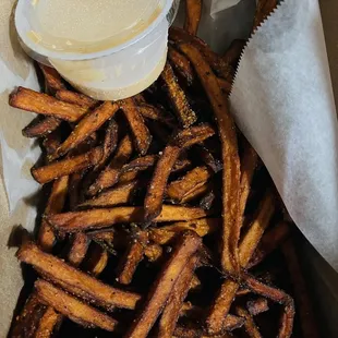 Sweet potato fries with chipotle aioli to go