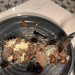 Peanut butter ice cream with chocolate ganache