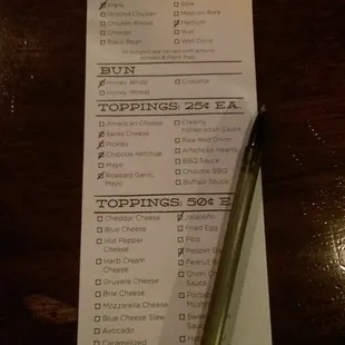 Burger night menu! Buy a burger get any draft free! Such a good deal