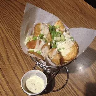 a basket of food on a table