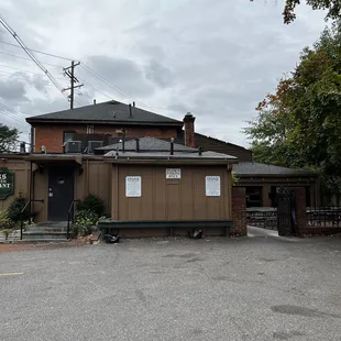 Back entrance and their parking lot