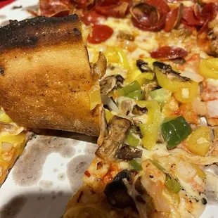 large pep sausage pizza 1/2 vegetable 1/2