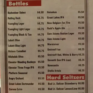 Outrageous beer prices.