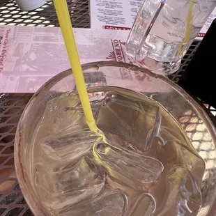 Dirty glass brim, around edges stains.