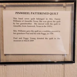 Description of Quilt