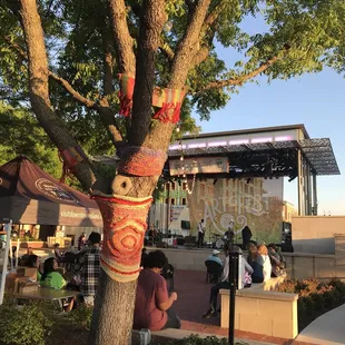 knitted trees line the main thoroughfare