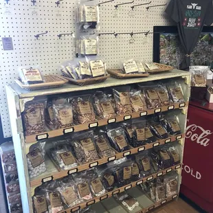 a display of food items