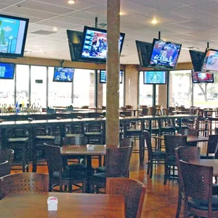 the bar and televisions
