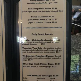 New menu - Nov 2018