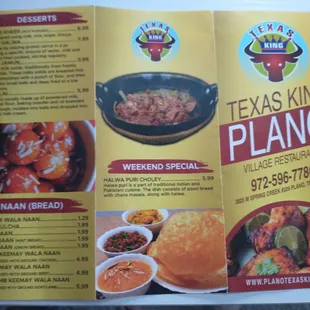 the menu of the restaurant