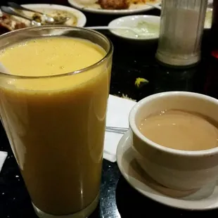 Mango lassi, tea