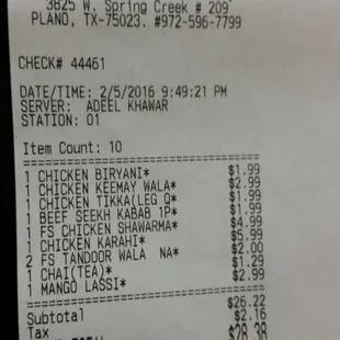 Total tab for 4 people...we had leftovers too!!! :)