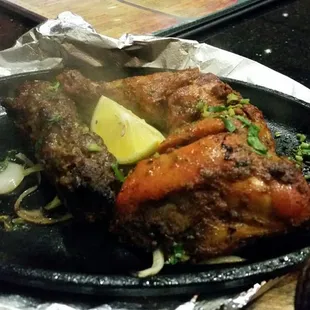 Chicken tandoori, and beef kabob