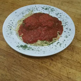 Spaghetti and homemade meatballs,wow