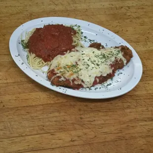 Chicken Parm dinner at Plant city café