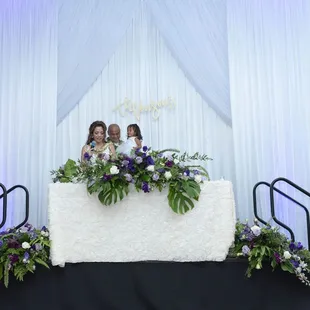 Sweetheart table florals (repurposed from the arch)