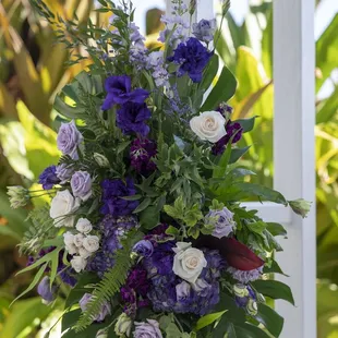 Close up of wedding arch florals