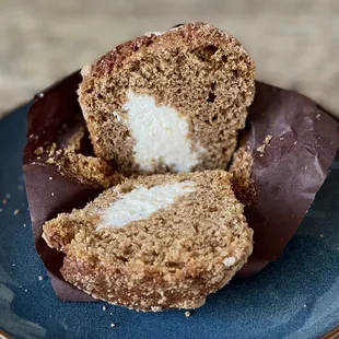 My pumpkin cream cheese muffin - a bit dry on the inside but I enjoy the cream cheese part!