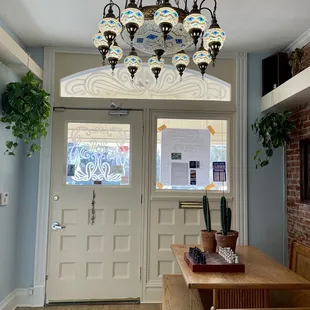 Beautiful lighting up above at the main entrance