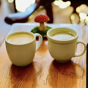 Americano and a mushroom latte