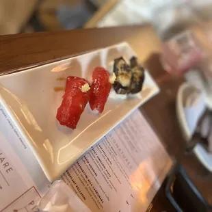 AHI WATERMELON NIGIRI* UNAGI EGGPLANT NIGIRI*