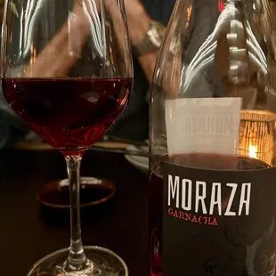 excellent wine list--a bottle of granacha