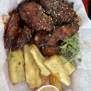 The best wings! And yuca fries!