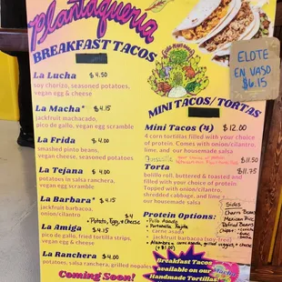 a menu for a mexican restaurant