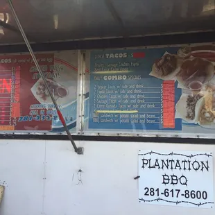 the menu and prices of the food