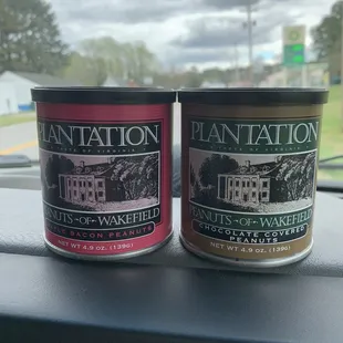 two cans of plantation peanuts