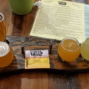 Beer flight with names in order left to right 1-4