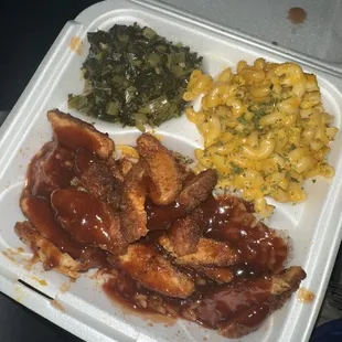 Jamaica Me Crazy Southern Baked Mac and Cheese Collard Greens