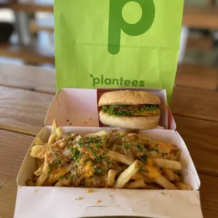 Single Burger ($10) and Plant Style Fries ($8)