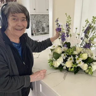 A Happy Mom with her flowers
