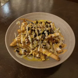 Queso-Loaded Fries W/Drunken Beans