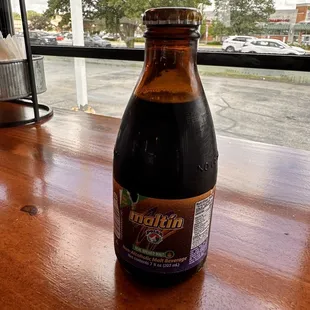 Malta - sugar cane drink. Kinda like root beer