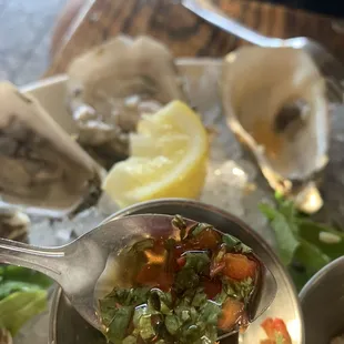 Oysters* with their fresh herbs and spices to top them with. Soo good! And fresh!