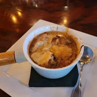 French onion soup.   Mmmm.  And impeccable service.