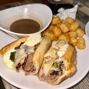 Tri tip dip with tater tots