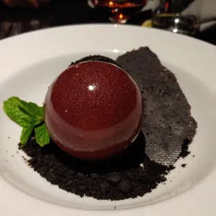 The chocolate ball dessert was heaven. Ganache and a cookie cracker!