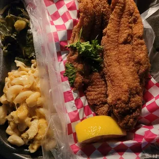 I ordered the catfish, mac&amp;cheese and greens.