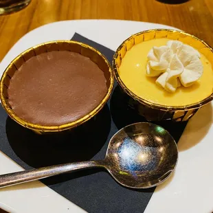 Spearmint chocolate cheesecake and key lime cheesecake.