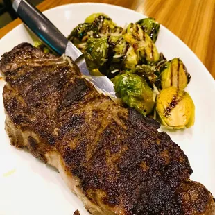 Seared NY steak delicious.