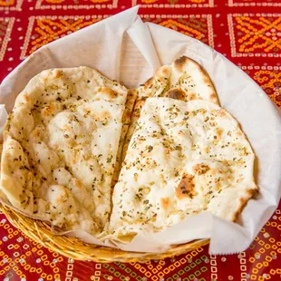 a basket of flat bread