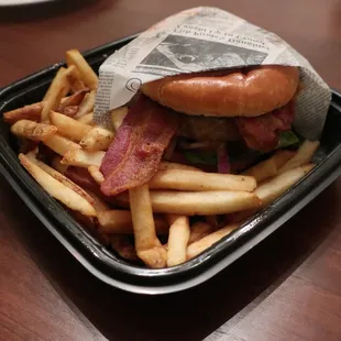 Carryout Signature Burger with fries, $15.