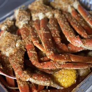 Snow Crab Leg Boil with the best Cajun garlic butter I've ever tasted.