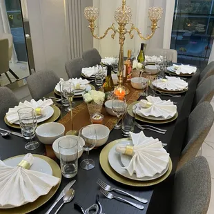 Table setting for a private dinner.